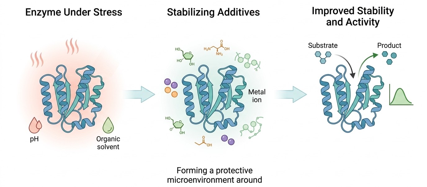 Enzymstabilisierung mittels Additiven
