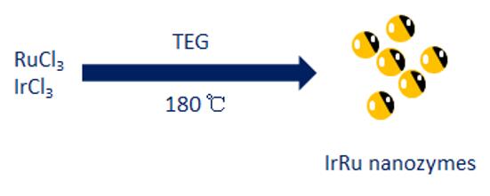 Syntheseskizze von Ir / Ru Nanozymen.